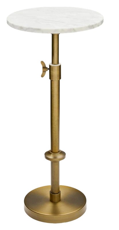 Goodinough Adjustable 10-Inch Marble Drink Table — Antique Brass