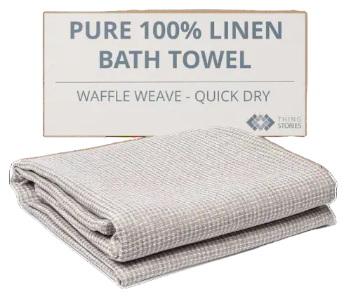 Thing Stories Natural Flax Linen Waffle Bath Towel