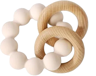 Socub Silicone and Beech Wood Teether Ring — Shifting Sand