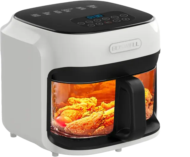 BOSWELL Glass Air Fryer, 7.5 Qt Transparent Bowl