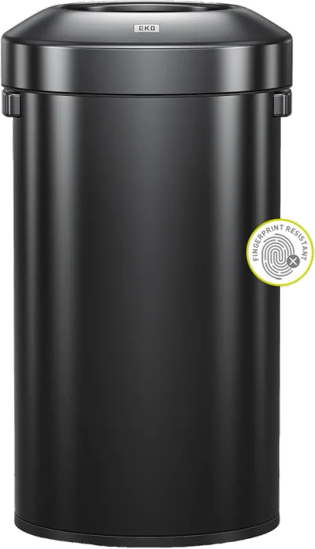 EKO Urban 32-Gallon Round Stainless Steel Open-Top Trash Can — Black