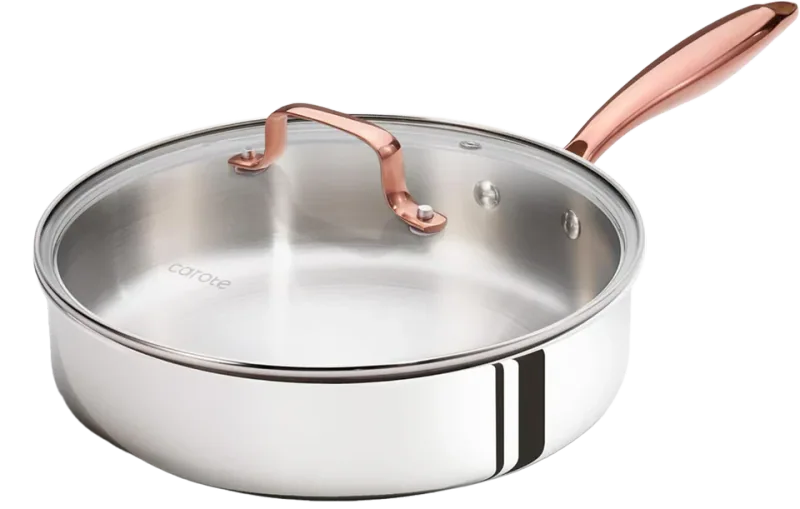 CAROTE Tri-Ply Stainless Steel Deep Frying Pan, 10-Inch