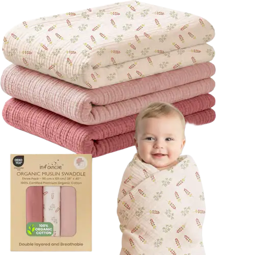 infancie Organic Cotton Muslin Baby Blanket