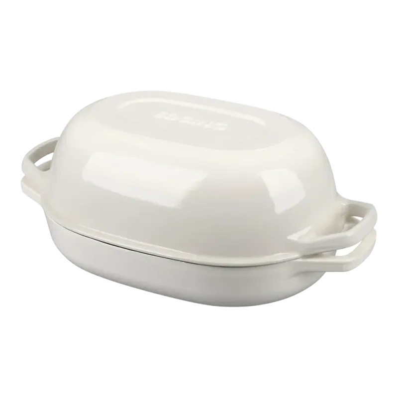 EDGING CASTING 7-Qt Oval Enameled Cast Iron Dutch Oven — White