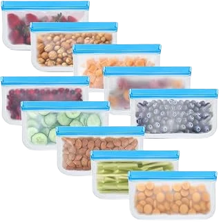 Swihorab Reusable Silicone Snack Bags — 10-Pack