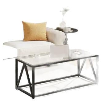 HOOBRO Tempered Glass Coffee Table with Metal Frame