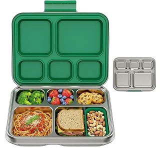 Pawtong Five-Compartment Stainless Steel Bento Box — Green