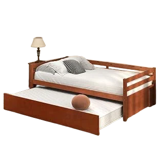 Giantex Twin Wood Daybed with Trundle — Walnut