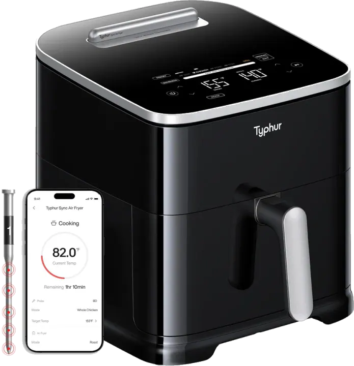 Typhur Sync 8QT AI Smart Air Fryer with Built-in Wireless Meat Thermometer