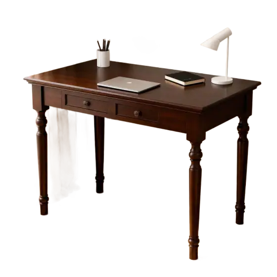 Conabaen 47-Inch Solid-Wood Writing Desk — Walnut Finish