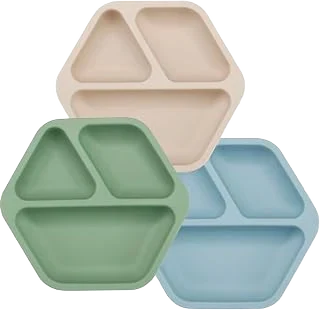 PandaEar Hexagon Silicone Suction Plates, Three-Pack