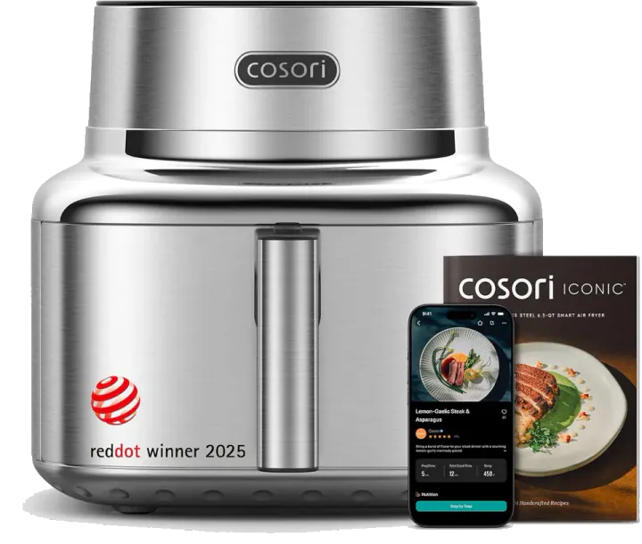 Cosori Iconic Stainless Steel Air Fryer, 6.5Qt, Ceramic Coating