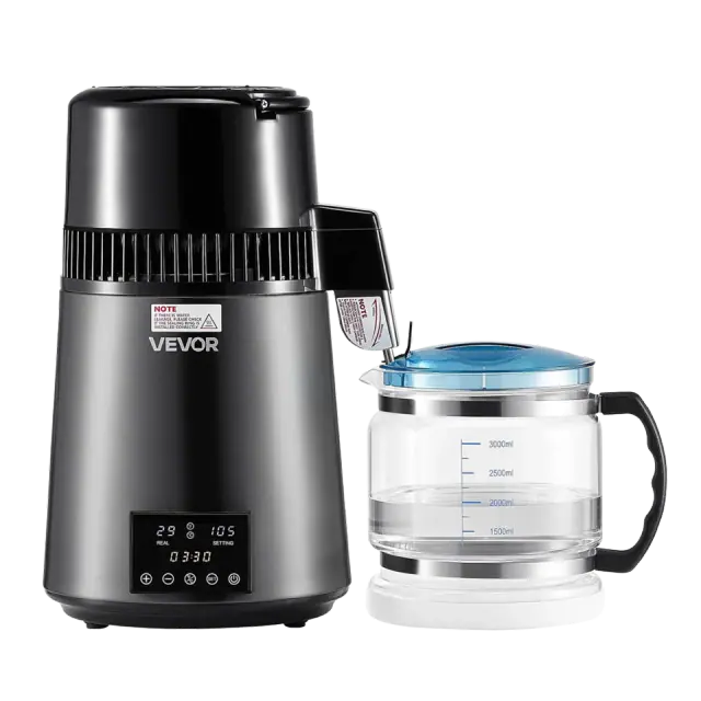 VEVOR Countertop Water Distiller (304 stainless, glass carafe)