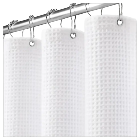 Awellife Cotton Waffle-Weave Shower Curtain