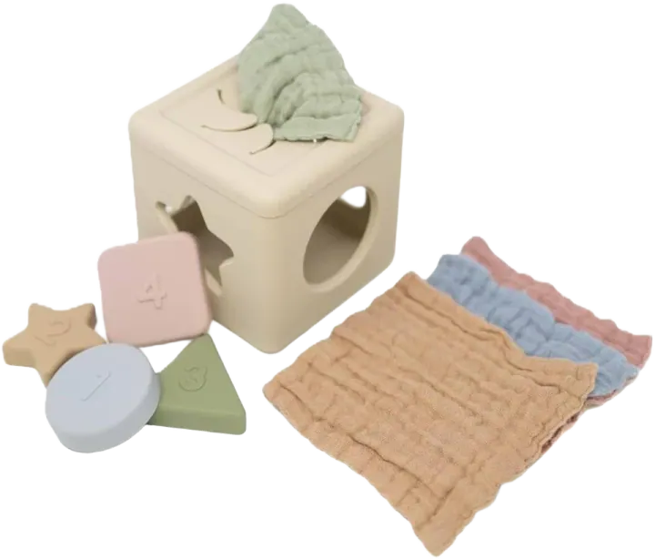 Brooklyn Neutral Silicone Shape Sorter and Muslin Cloths