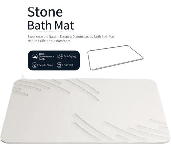 Stone Bath Mat, Diatomaceous Earth, Square