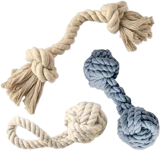 Pet Passion Brady Organic Cotton Rope Toys, Sandy Chic, 3-Pack