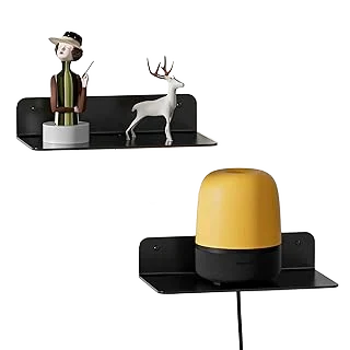 Wisfame Small Adhesive Shelves for Wall Set of 2, 9" Metal Floating Shelf