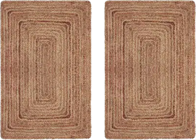 COTTON CRAFT Braided 100% Jute Rugs, 2-Pack