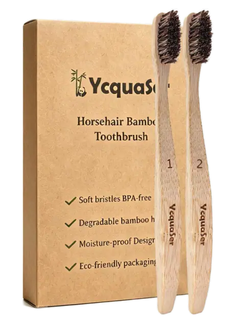 Ycquaser Horsehair Bamboo Toothbrushes — 4 Pack
