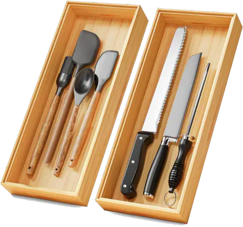 Lochantie Bamboo Drawer Trays — 15 × 6 Inch, 2 Pack