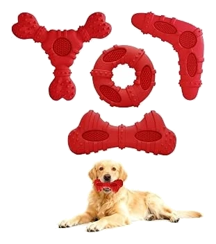ClawClawHome Natural Rubber Dog Chew Toys, Set of 4
