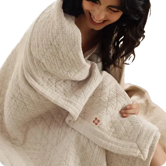 Bedsure 100% Cotton Muslin Blanket 8-Layer Queen, Breat