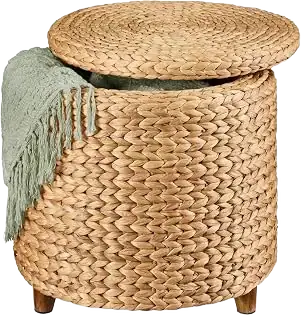Best Choice Products Water Hyacinth Storage Ottoman, Natural, 17 in