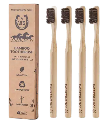 Western SOL Horsehair Bamboo Toothbrushes — 4 Pack