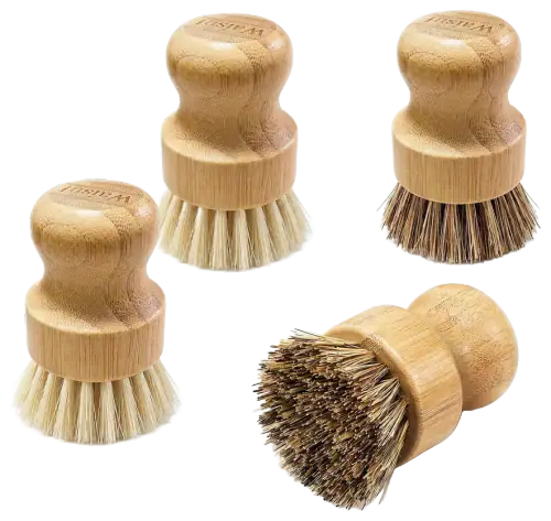 Waisul Bamboo Dish Brushes, 4-Pack