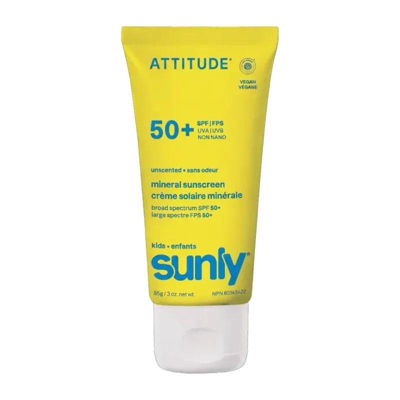 ATTITUDE Kids Mineral Sunscreen SPF 50, Unscented