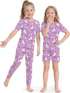 Yoofoss Organic Cotton Pajamas — Purple Unicorn, 3-Piece, Size 14