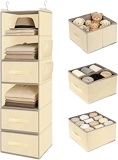 Kukikan 6-Shelf Hanging Closet Organizer with Drawers