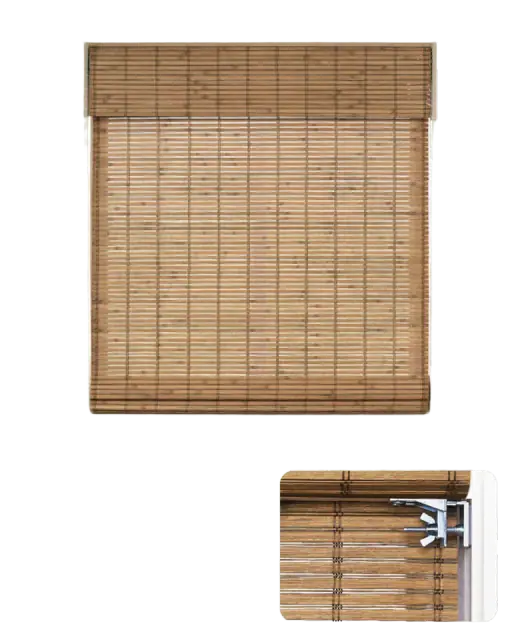 UNISHADES No Drill Cordless Bamboo Roman Shades 24x64 Teak