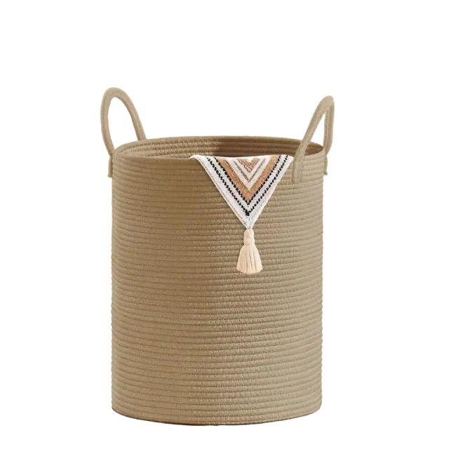 SunNewt 53L Cotton Rope Laundry Basket — Jute Color