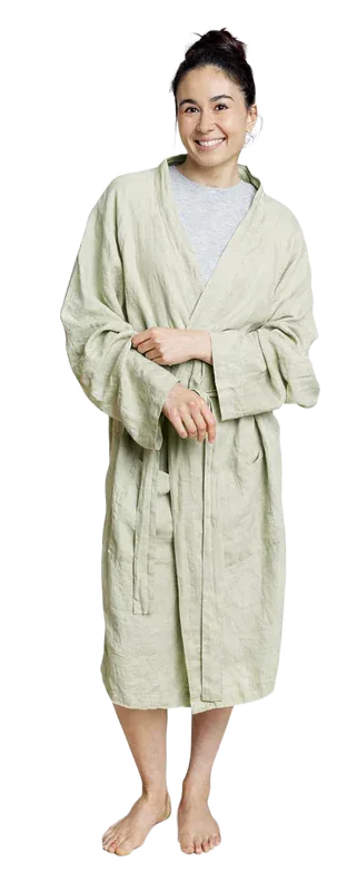Olive + Crate European Flax Linen Kimono Robe