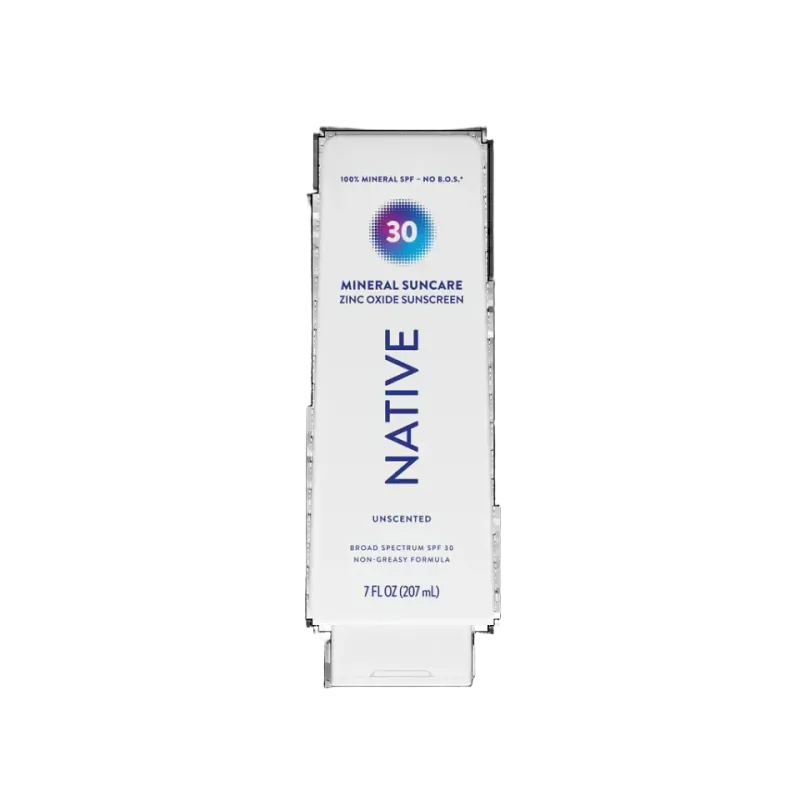 Native Unscented Mineral Sunscreen Lotion SPF 30, 7 fl oz