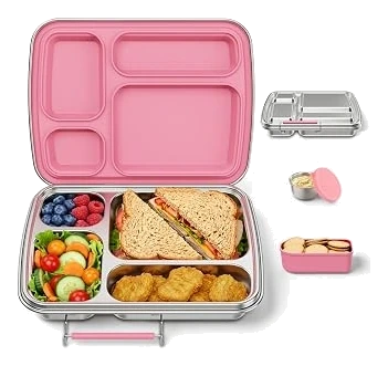 Eoika Four-Compartment Stainless Steel Bento Box — Pink