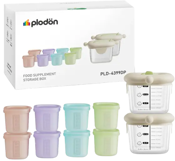 Plodon Glass Baby Food Storage Jars with Silicone Lids