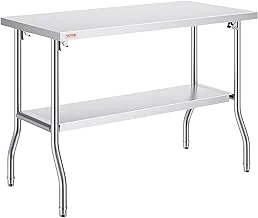 VEVOR 24 x 48-Inch Two-Tier Stainless Steel Folding Work Table