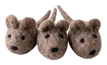 Ruffify Felted Wool Cat Mice, Set of 3