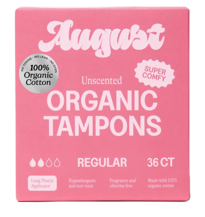 August Organic Cotton Tampons, Regular