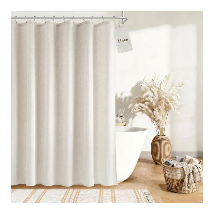 Nanspring Linen Shower Curtain — Cream Beige, 72 x 72 in