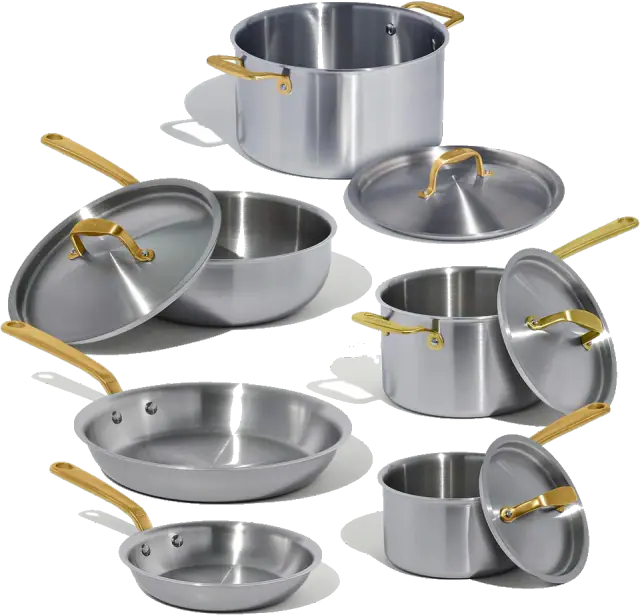Made In 10-Piece 5-Ply Stainless Steel Cookware Set — Antique Brass
