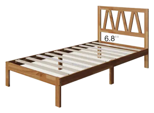 Novilla Solid Wood Twin Bed — Natural, 12-Inch Platform