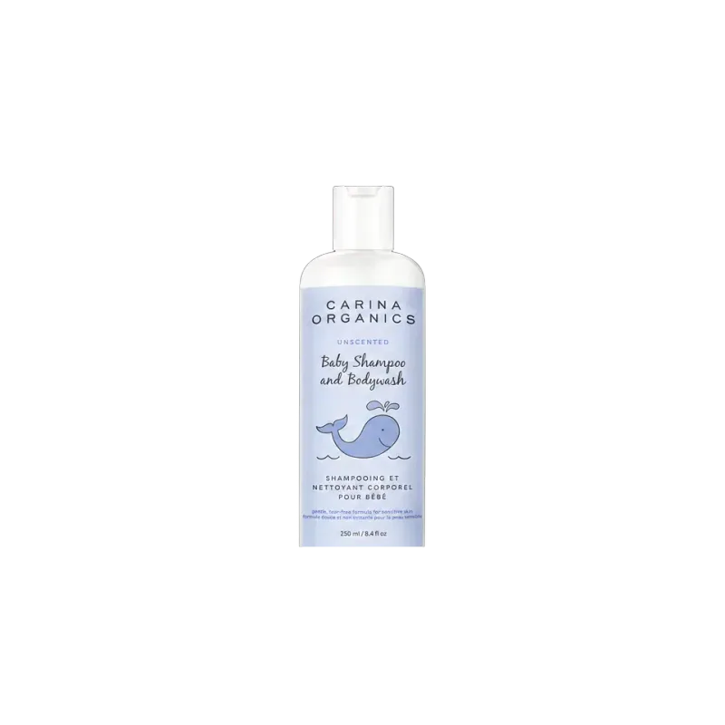 Carina Organics Baby Shampoo & Body Wash, Unscented, 250 ml