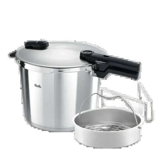 Fissler Vitaquick Premium 10.6-Quart Pressure Cooker with Steamer Insert