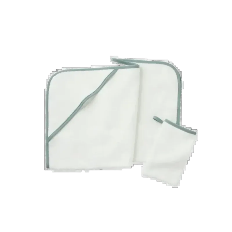 Coyuchi Cloud Loom™ Organic Baby Hooded Towel and Bath Mitt Set