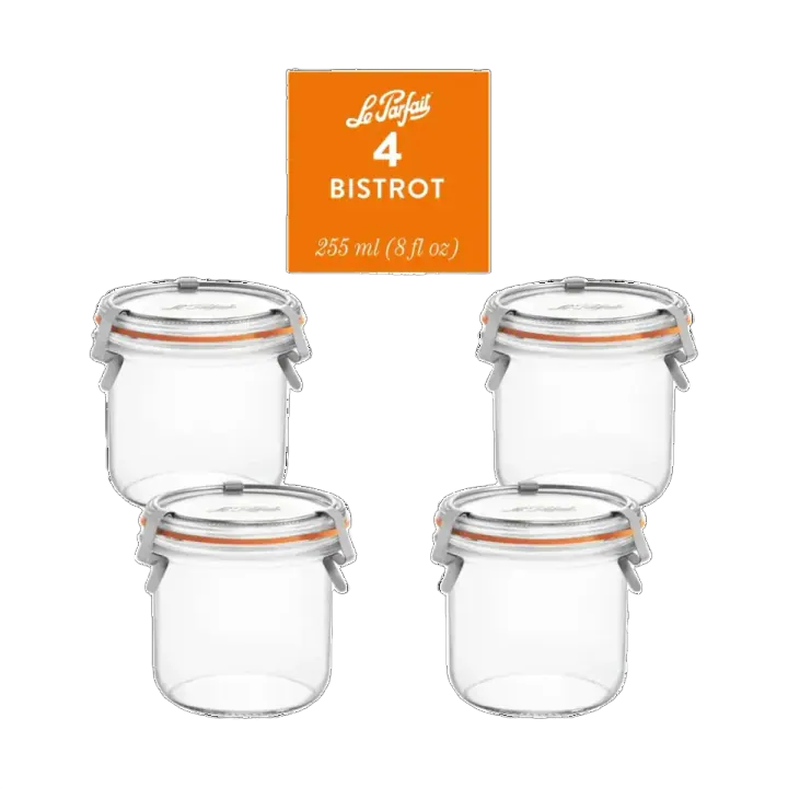 Le Parfait Bistrot Glass Jars, 255 ml, Set of 4