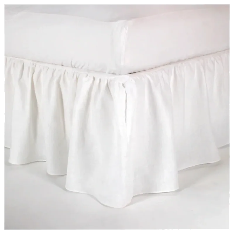 Linenshed Gathered Linen Bed Skirt, Optical White